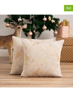GAMUSI Poszewki (2 szt.) &quot;Christree&quot; w kolorze złoto-beżowym na poduszkę ze sklepu Limango Polska w kategorii Poduszki dekoracyjne - zdjęcie 187660988