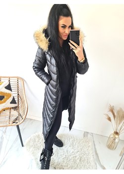 hit długa zimowa kurtka płaszcz syberia półmatowa ze sztucznym futrem - czarna ze sklepu STYLOWO w kategorii Kurtki damskie - zdjęcie 187662165