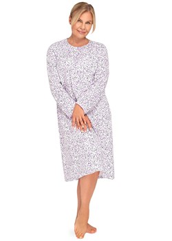 Bawełniana koszula nocna damska w kwiaty Basia III 264 24, Kolor biało-fioletowy, Rozmiar M, MARTEL ze sklepu Primodo w kategorii Koszule nocne - zdjęcie 187663275