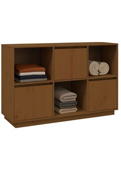 Drewniany regał na ubrania miodowy brąz A5-F00 ze sklepu Edinos.pl w kategorii Regały i witryny - zdjęcie 187663636