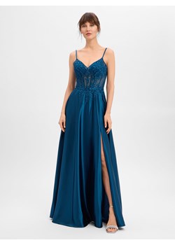 Luxuar Fashion Damska sukienka wieczorowa Kobiety petrol jednolity ze sklepu vangraaf w kategorii Sukienki - zdjęcie 187665666