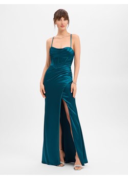 Luxuar Fashion Damska sukienka wieczorowa Kobiety Satyna petrol jednolity ze sklepu vangraaf w kategorii Sukienki - zdjęcie 187665669