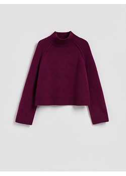 Reserved - Wełniany sweter z golfem - burgundowy ze sklepu Reserved w kategorii Swetry damskie - zdjęcie 187665978