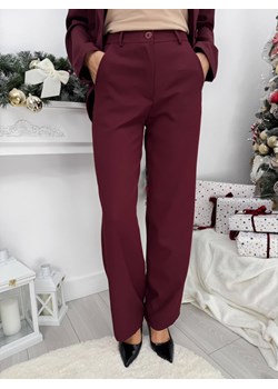 Burgundowe Eleganckie Spodnie z Prostymi Nogawkami ze sklepu ModnaKiecka.pl w kategorii Spodnie damskie - zdjęcie 187667298