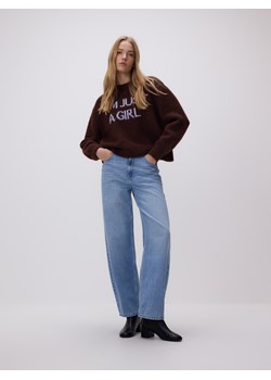 Reserved - Sweter z napisem - brązowy ze sklepu Reserved w kategorii Swetry damskie - zdjęcie 187669516