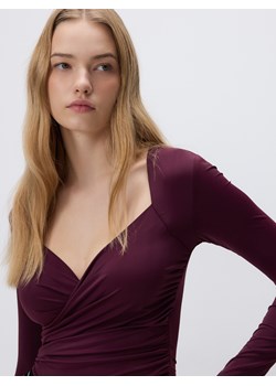 Reserved - Drapowana bluzka - ciemnofioletowy ze sklepu Reserved w kategorii Bluzki damskie - zdjęcie 187669798