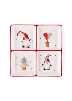 Trendy Kitchen by EXCÉLSA Talerz &quot;Gnomo&quot; w kolorze biało-czerwonym do serwowania - 20 x 20 cm ze sklepu Limango Polska w kategorii Misy i tace dekoracyjne - zdjęcie 187669829