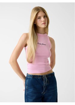 Guess Jeans Top W6RP23 KA0H1 Różowy Classic Fit ze sklepu MODIVO w kategorii Bluzki damskie - zdjęcie 187670238