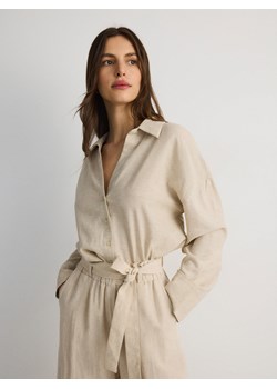 Reserved - Spodnie culotte z dodatkiem lnu - beżowy ze sklepu Reserved w kategorii Spodnie damskie - zdjęcie 187673735