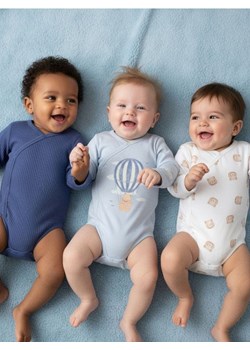 Sinsay - Bawełniane body z długimi rękawami 3 pack - błękitny ze sklepu Sinsay w kategorii Odzież dla niemowląt - zdjęcie 187674747