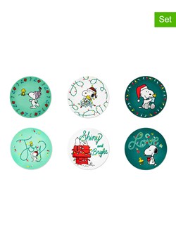 Trendy Kitchen by EXCÉLSA Talerzyki deserowe (6 szt.) w kolorze biało-zielonym - Ø 20,5 cm ze sklepu Limango Polska w kategorii Naczynia - zdjęcie 187675107