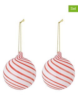 Bloomingville Bombki (2 szt.) &quot;Zwirl&quot; w kolorze biało-czerwonym - Ø 8 cm ze sklepu Limango Polska w kategorii Dekoracje bożonarodzeniowe - zdjęcie 187675315