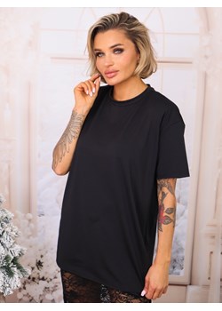 DŁUGI T-SHIRT OVERSIZE TUNIKA- CZARNY ze sklepu olika.com.pl w kategorii Bluzki damskie - zdjęcie 187677609
