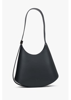 Estro: Czarna torebka damska na ramię z włoskiej skóry naturalnej Premium ze sklepu Estro w kategorii Listonoszki - zdjęcie 187677865