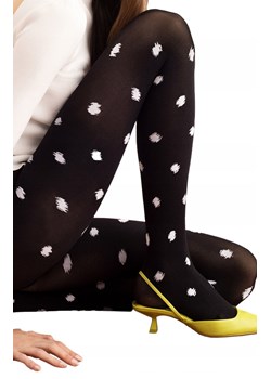 Blur G6033 czarne rajstopy w biały wzór 60 den, Kolor czarno-biały, Rozmiar 2, Fiore ze sklepu Primodo w kategorii Rajstopy - zdjęcie 187678489