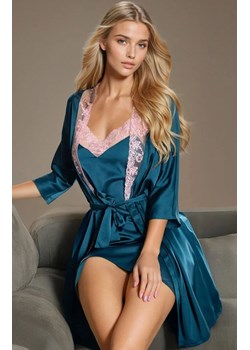Satynowy szlafrok damski Eternity, Kolor szmaragdowy, Rozmiar S/M, Momenti per me ze sklepu Intymna w kategorii Szlafroki damskie - zdjęcie 187678779