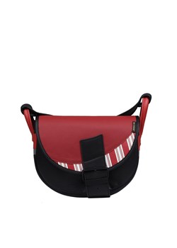 czarna z czerwona klapą  damska torebka listonoszka skórzana na r ze sklepu Słoń Torbalski w kategorii Listonoszki - zdjęcie 187680009