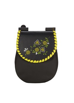 czarno-żółta torebka skórzana Basia Flo na ramię ze sklepu Słoń Torbalski w kategorii Listonoszki - zdjęcie 187680038