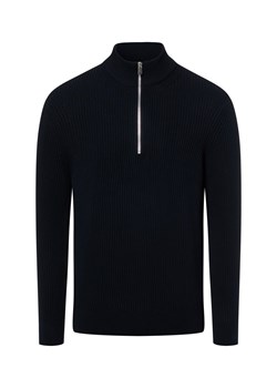 Nils Sundström Troyer męski Mężczyźni Bawełna granatowy jednolity ze sklepu vangraaf w kategorii Swetry męskie - zdjęcie 187680169