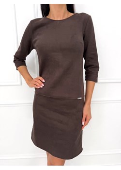 Czekoladowa Zamszowa Sukienka ze sklepu ModnaKiecka.pl w kategorii Sukienki - zdjęcie 187681506