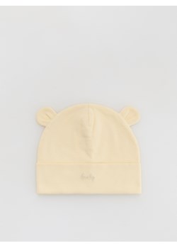 Reserved - Bawełniana czapka z uszkami - kremowy ze sklepu Reserved w kategorii Czapki dziecięce - zdjęcie 187681617