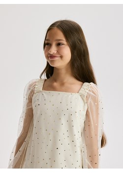 Reserved - Tiulowa bluzka - złamana biel ze sklepu Reserved w kategorii Bluzki dziewczęce - zdjęcie 187684358
