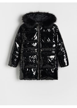 Reserved - Pikowany płaszcz z metalicznym połyskiem - czarny ze sklepu Reserved w kategorii Kurtki dziewczęce - zdjęcie 187684609