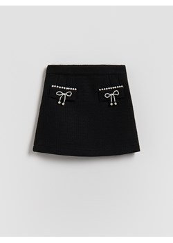 Reserved - Tweedowa spódnica z aplikacją - czarny ze sklepu Reserved w kategorii Spódnice dziewczęce - zdjęcie 187686229