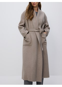 Reserved - Płaszcz handmade z wełną - beżowy ze sklepu Reserved w kategorii Płaszcze damskie - zdjęcie 187686355