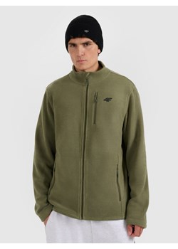 Męski polar rozpinany ze stójką 4F 4FRMM00TFLEM435 - zielony ze sklepu Sportstylestory.com w kategorii Bluzy męskie - zdjęcie 187686699