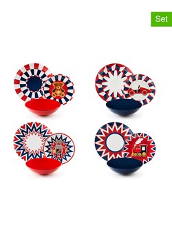 Trendy Kitchen by EXCÉLSA 12-częściowy zestaw talerzy &quot;Vintage Toys&quot; w kolorze niebiesko-czerwonym ze sklepu Limango Polska w kategorii Naczynia - zdjęcie 187686978