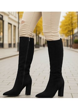 Czarne klasyczne kozaki na obcasie /E4-2 18584 G599/ ze sklepu Pantofelek24.pl w kategorii Kozaki damskie - zdjęcie 187687976