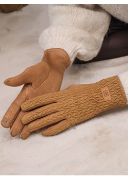 RĘKAWICZKI ZAMSZOWE Z PIKOWANIEM- BRĄZOWE ze sklepu olika.com.pl w kategorii Rękawiczki damskie - zdjęcie 187690089