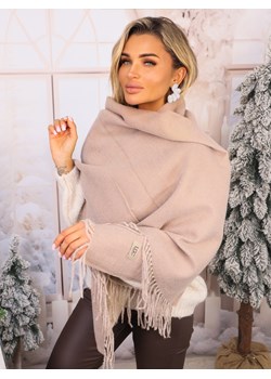 KLASYCZNY SZAL Z FRĘDZLAMI I NASZYWKĄ- FANGO ze sklepu olika.com.pl w kategorii Szaliki i chusty damskie - zdjęcie 187690098