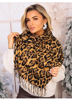 CHUSTA DZIANINOWA W PANTERKĘ- BRĄZOWA ze sklepu olika.com.pl w kategorii Szaliki i chusty damskie - zdjęcie 187690105