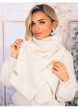 SZAL DZIANINOWY Z DOMIESZKĄ WEŁNY ORAZ LOGO- BEŻOWY ze sklepu olika.com.pl w kategorii Szaliki i chusty damskie - zdjęcie 187690126