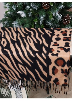 SZAL DZIANINOWY W ZWIERZĘCE WZORY Z FRĘDZLAMI BRĄZOWY ze sklepu olika.com.pl w kategorii Szaliki i chusty damskie - zdjęcie 187690127