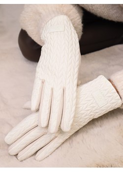 RĘKAWICZKI ZAMSZOWE Z PIKOWANIEM- EKRI ze sklepu olika.com.pl w kategorii Rękawiczki damskie - zdjęcie 187690139