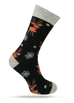 Świąteczne Skarpetki - Alties - Renifer, Płatki Śniegu SKALTS0160RENIFERczarne ze sklepu JegoSzafa.pl w kategorii Skarpetki męskie - zdjęcie 187691505