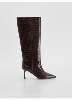 Reserved - Kozaki na obcasie - ciemnobrązowy ze sklepu Reserved w kategorii Kozaki damskie - zdjęcie 187691615