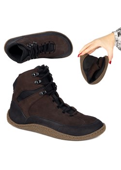 Trzewiki BAREFOOT ocieplane 0821W brązowe nubuk ze sklepu butyolivier w kategorii Botki - zdjęcie 187691936