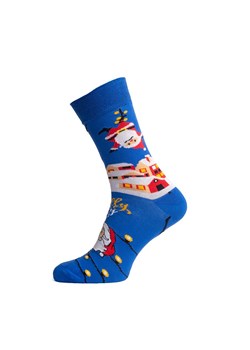 Świąteczne skarpetki damskie długie S163D Mikołaj, Kolor niebiesko-czerwony, Rozmiar 35-38, Italian Fashion ze sklepu Primodo w kategorii Skarpetki damskie - zdjęcie 187693255
