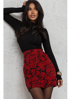 Ivon mini spódnica damska w czerwone róże AMBER SP79, Kolor czarno-czerwony, Rozmiar XL, Ivon ze sklepu Primodo w kategorii Spódnice - zdjęcie 187693266