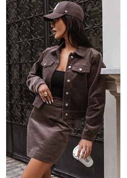 Czekoladowy sztruksowy komplet damski Rubi 379, Kolor czekoladowy, Rozmiar L, Ivon ze sklepu Primodo w kategorii Spódnice - zdjęcie 187693278