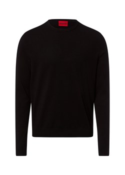 HUGO Męski sweter z dzianiny - San Cody Mężczyźni wiskoza czarny jednolity ze sklepu vangraaf w kategorii Swetry męskie - zdjęcie 187695119