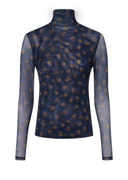 Msch Copenhagen Damska siateczkowa koszulka z długim rękawem - Ginie Illenora Kobiety Dzianina granatowy wzorzysty ze sklepu vangraaf w kategorii Bluzki damskie - zdjęcie 187695127