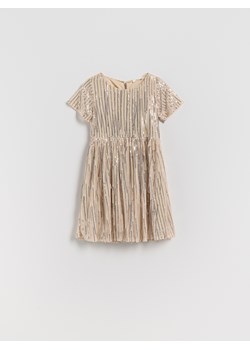 Reserved - Sukienka z błyszczącą nicią - beżowy ze sklepu Reserved w kategorii Sukienki dziewczęce - zdjęcie 187695435