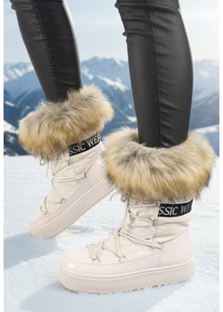 Beżowe Śniegowce Plotia ze sklepu born2be.pl w kategorii Śniegowce damskie - zdjęcie 187695569