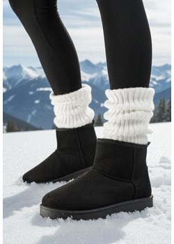 Czarne Wsuwane Śniegowce do Kostki z Imitacji Zamszu Atuvitta ze sklepu born2be.pl w kategorii Śniegowce damskie - zdjęcie 187695576