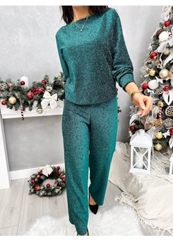 Zielony Połyskujący Komplet Bluzka + Spodnie ze sklepu ModnaKiecka.pl w kategorii Komplety i garnitury damskie - zdjęcie 187696406